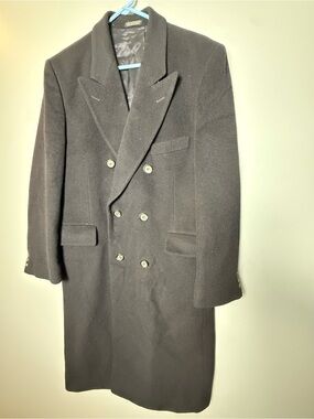 Adams Row Vintage Mens Cashmere & Wool Long Overcoat Made in Hungary Sz M
